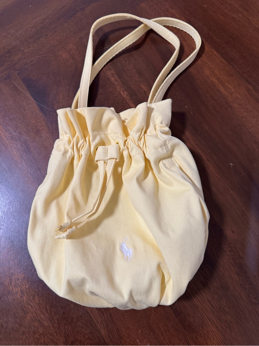 Ralph Lauren Pale Yellow Drawstring Shoulder Bag